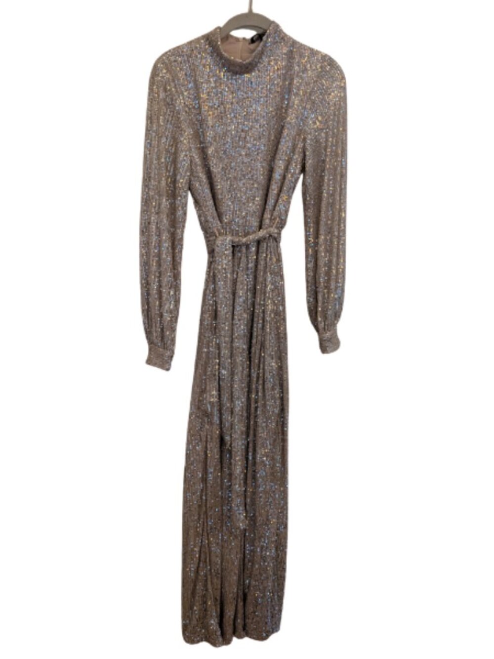 Aakaa Unique Vintage silver sequin jumpsuit size M